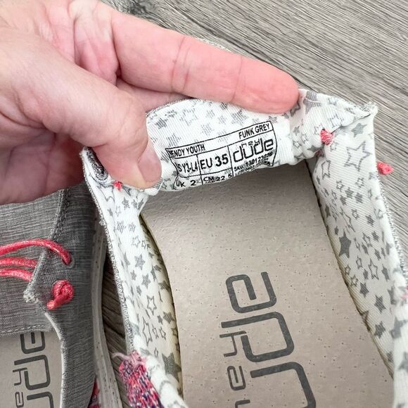 Hey Dude Dudes Shoes - Wendy Funk Youth - Grey/Pink - size Youth 3 Y3 - NEW! - Picture 8 of 9